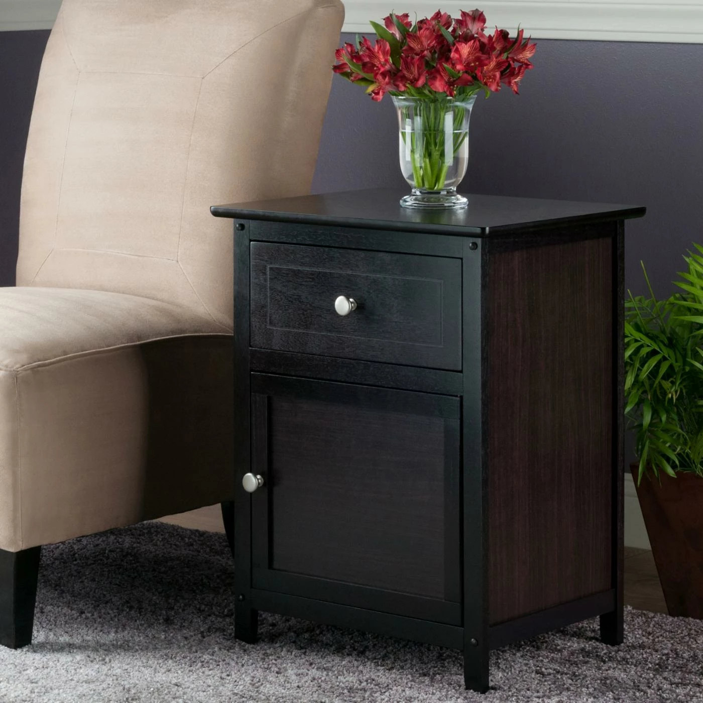 Flash Sale 🛒 Rectangle End Tables & Side Tables Winsome Trading Espresso End Table With 1 Drawer And Cabinet ❤️