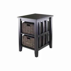 New 💯 Rectangle End Tables & Side Tables Winsome Morris Side Table With 2 Foldable Baskets 👍