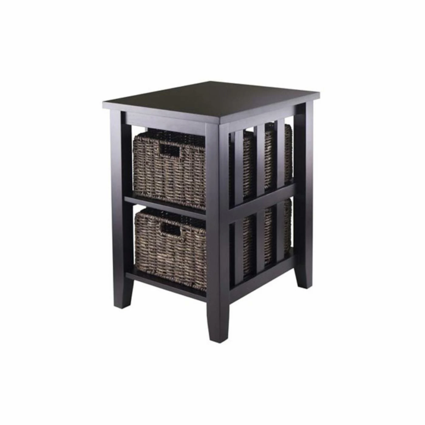 New 💯 Rectangle End Tables & Side Tables Winsome Morris Side Table With 2 Foldable Baskets 👍