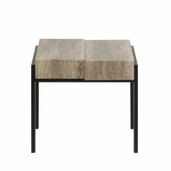 Promo ๐งจ Rectangle End Tables & Side Tables LuxenHome Rustic Oak Wood And Metal End Table ๐ฏ