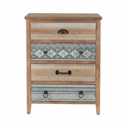 Discount 😉 Rectangle End Tables & Side Tables LuxenHome Natural Wood 4-Drawer End Table 🧨
