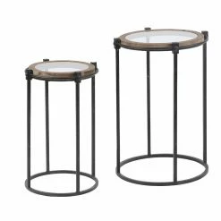 Promo 🔥 Round End Tables & Side Tables LuxenHome 2-Piece Metal And Glass Round Accent End Table 😉