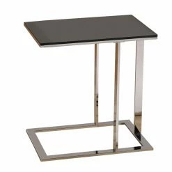 Discount 🧨 Rectangle End Tables & Side Tables WHI Modern C Table With Black Glass Top ✨