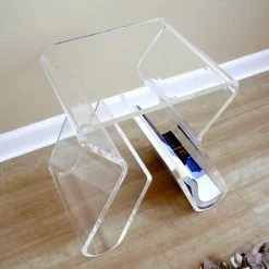 Promo โค๏ธ Rectangle End Tables & Side Tables Baxton Studio Transparent Magazine Rack End Table ๐งจ