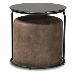 Best deal ❤️ Round End Tables & Side Tables Baxton Studio Kira 2 Piece Nesting End Table And Ottoman Set ⌛