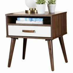 Hot Sale ๐ Rectangle End Tables & Side Tables Baxton Studio Quinn Mid-Century Modern 1 Drawer Wood End Table ๐