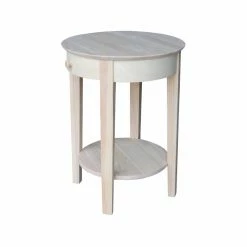 Best deal 🛒 Round End Tables & Side Tables International Concepts Phillips Accent Table Includes Drawer - Unfinished 😍