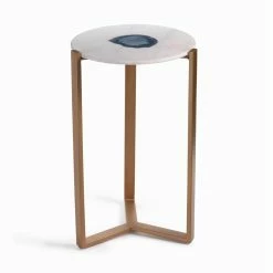 Cheapest 😀 All Other Brands Round End Tables & Side Tables Caspian Agate And Marble Inlay Accent Table 💯