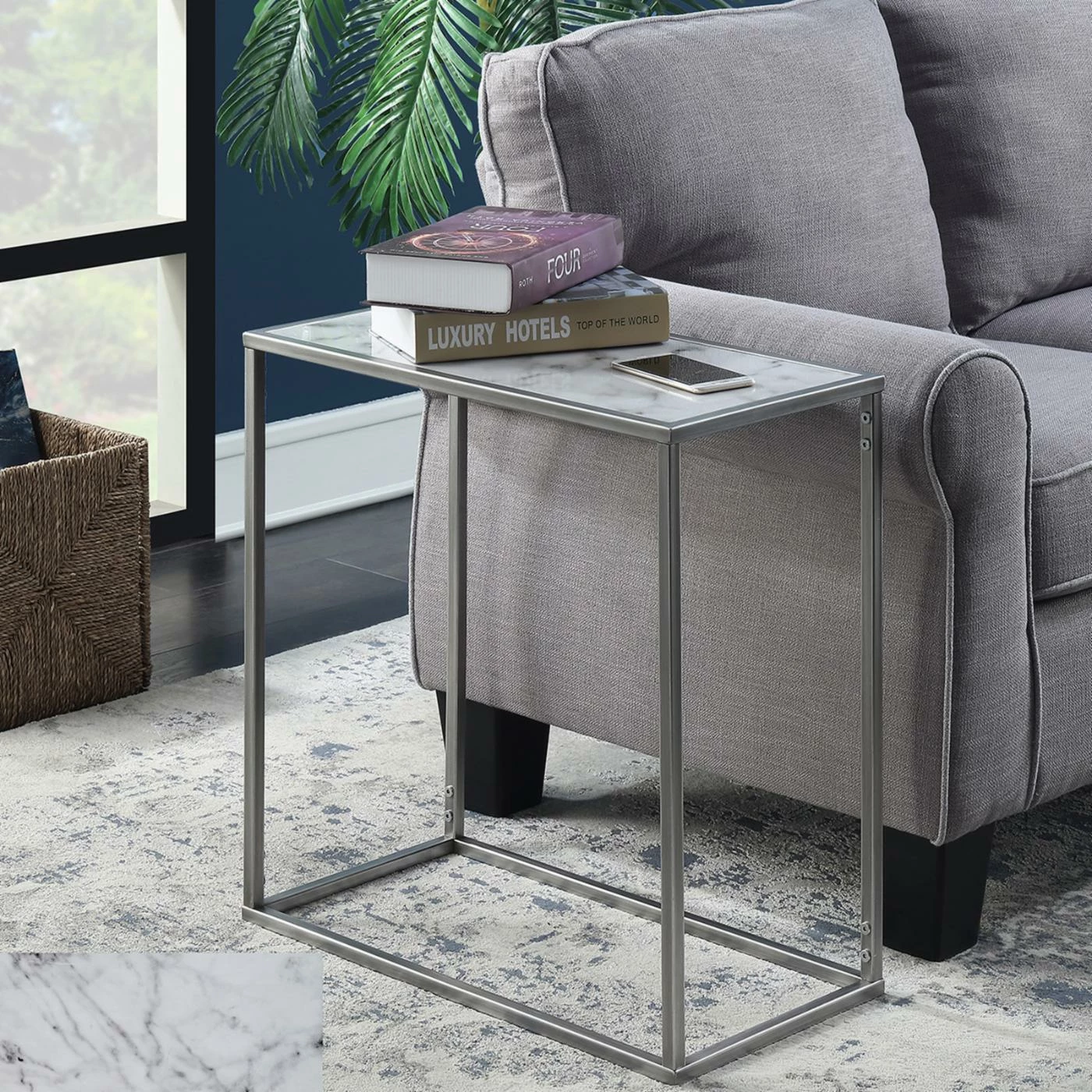 Brand new π Rectangle End Tables & Side Tables Convenience Concepts Gold Coast Faux Marble Top End Table π - Image 5