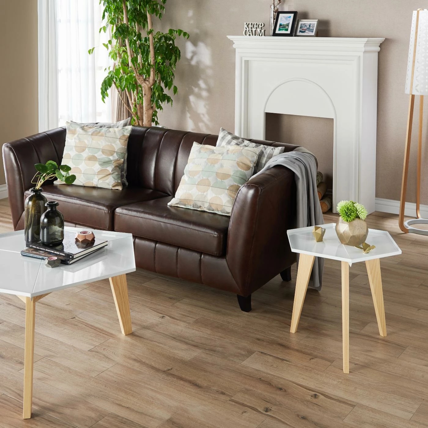 Flash Sale π€© Other Shapes - End Tables & Side Tables HN Home Soleri Mid-Century Modern Hexagon End Table 𧨠- Image 5