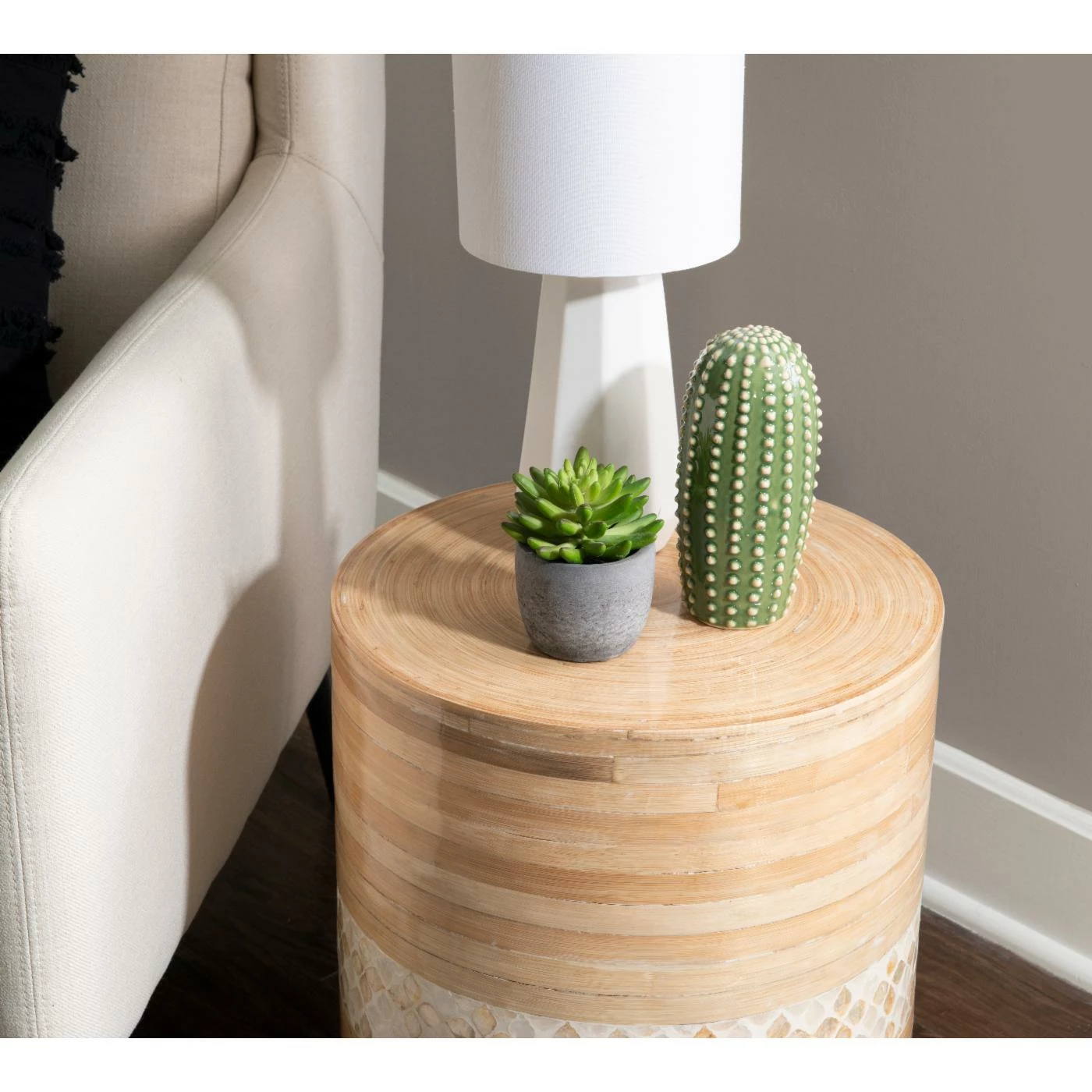 Best reviews of π Round End Tables & Side Tables Linon Prine Drum End Table - Natural π - Image 5