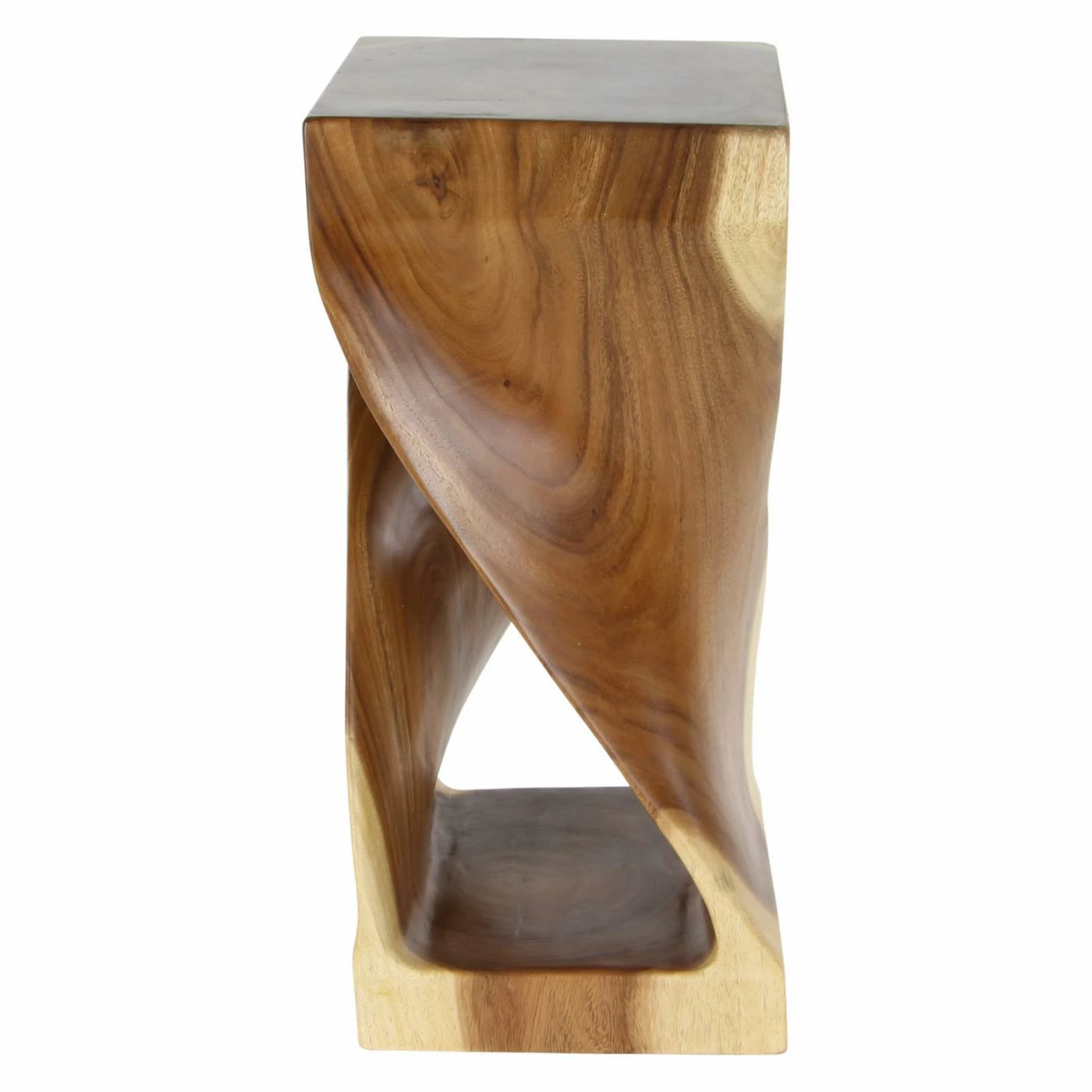 Budget ⌛ Square End Tables & Side Tables DecMode Natural Suar Wood Square Twisted Design Side Table 👍 - Image 5