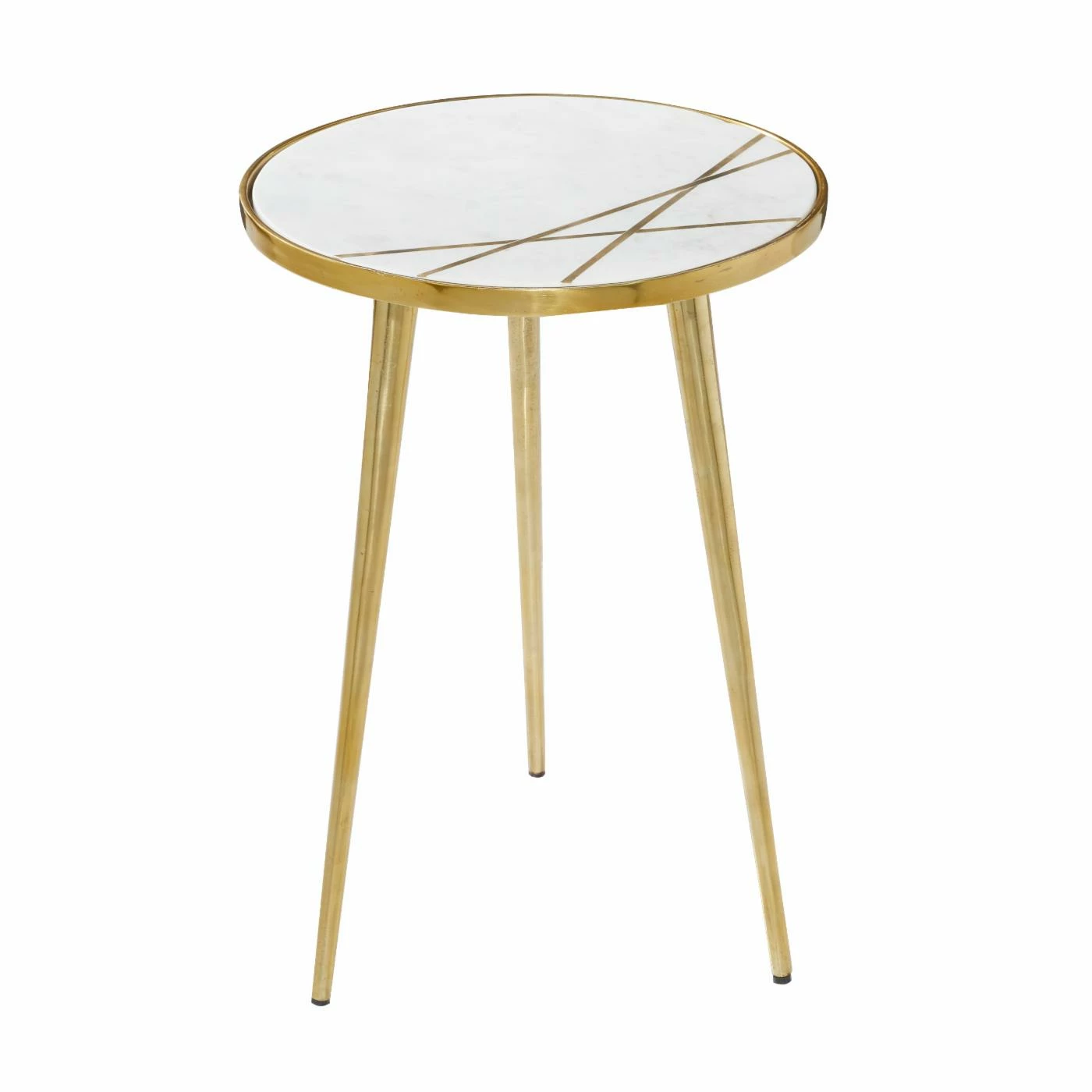 Brand new π Round End Tables & Side Tables DecMode Gold Modern Aluminum Round Top With Abstract Linear Detailed Accent Table π - Image 5