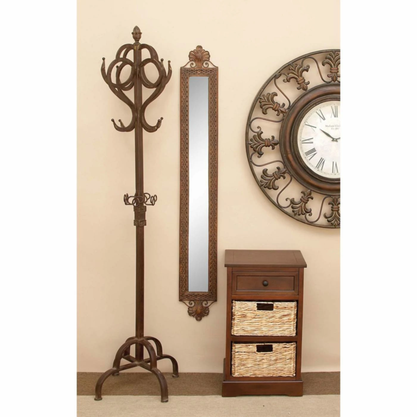 Best Sale ⭐ Rectangle End Tables & Side Tables DecMode Wooden Side Table With Wicker Baskets ⌛ - Image 5